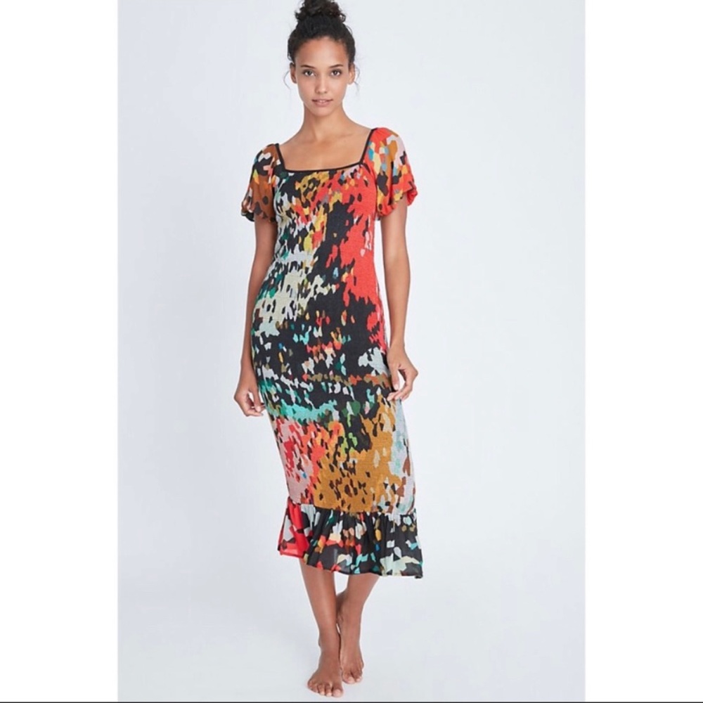 Anthropologie Galina NWT Smocked Midi Dress M NWT